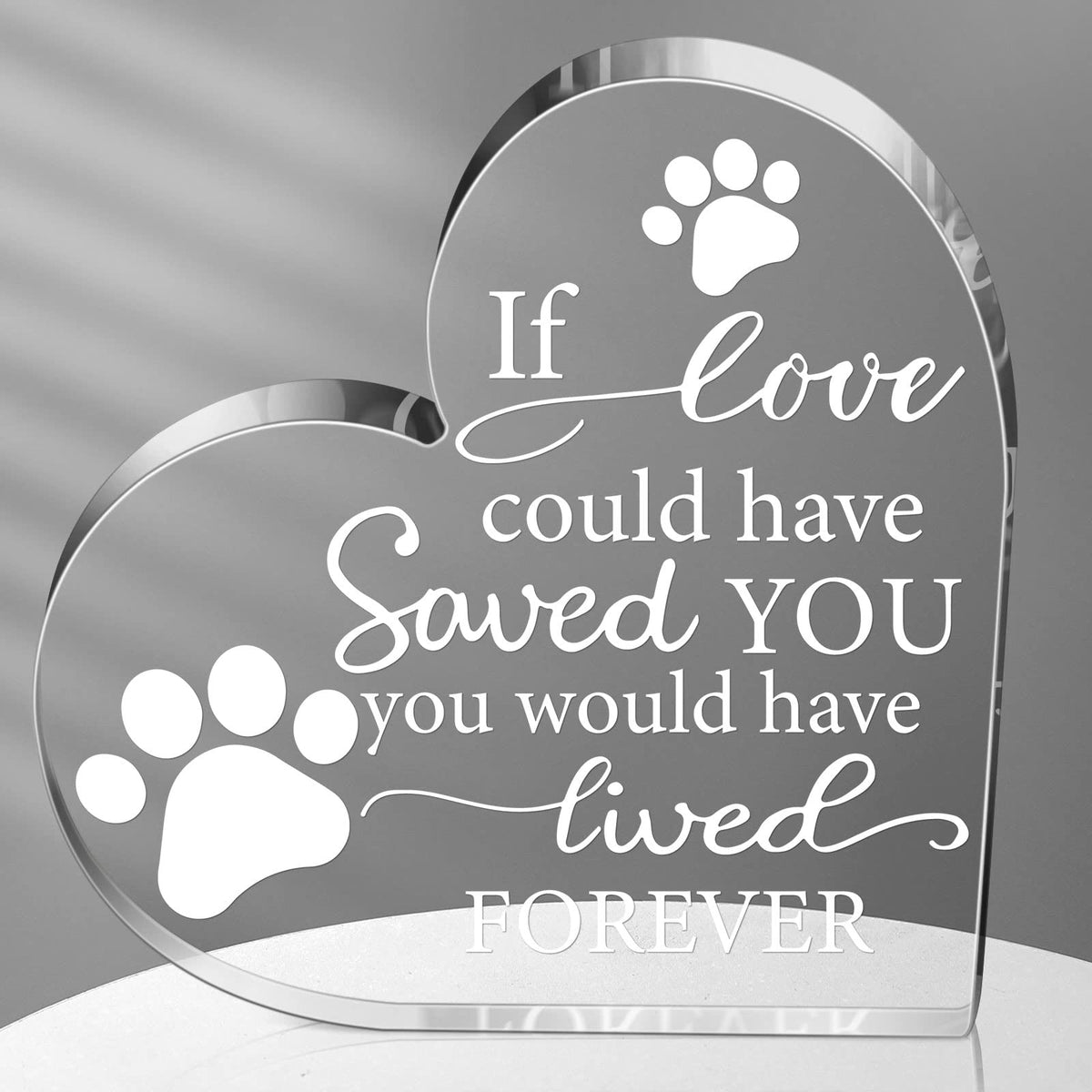 Chunful corazon-cristal memorial con huellas, ideal para recordar a tu mascota.