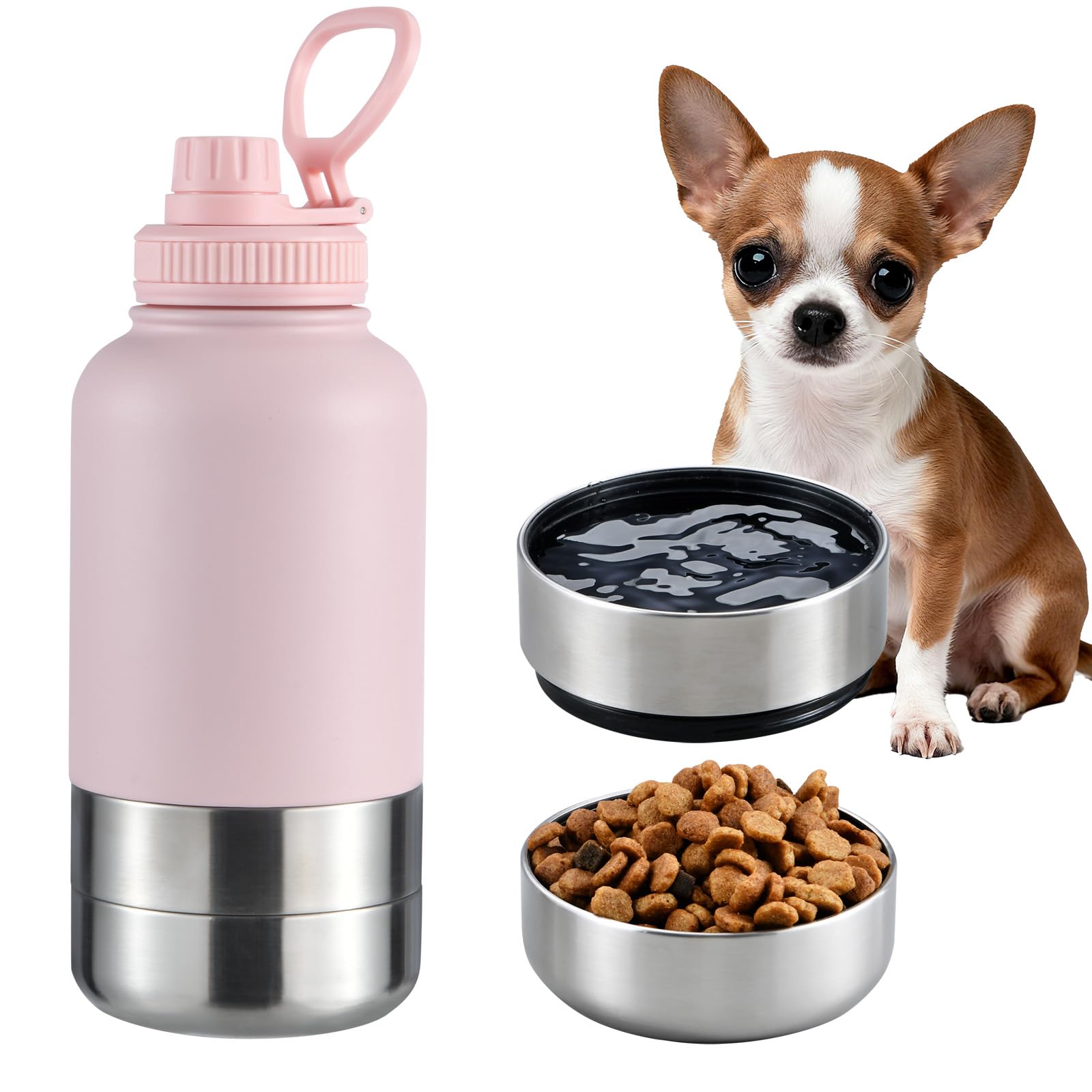 Botella Cibaabo con doble cuenco para hidratar a tu perro durante paseos.