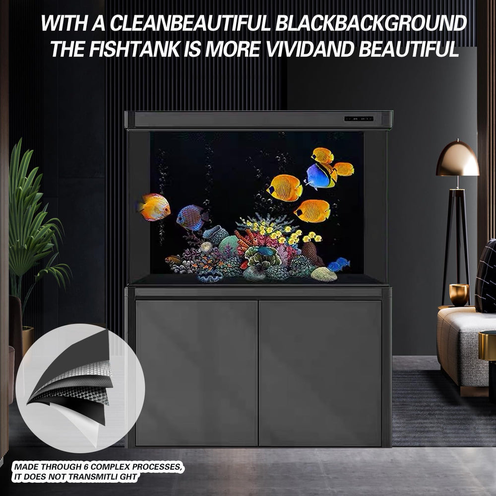 CICK SEED fondo negro para acuario, instalación fácil sin pegamento ni residuos.