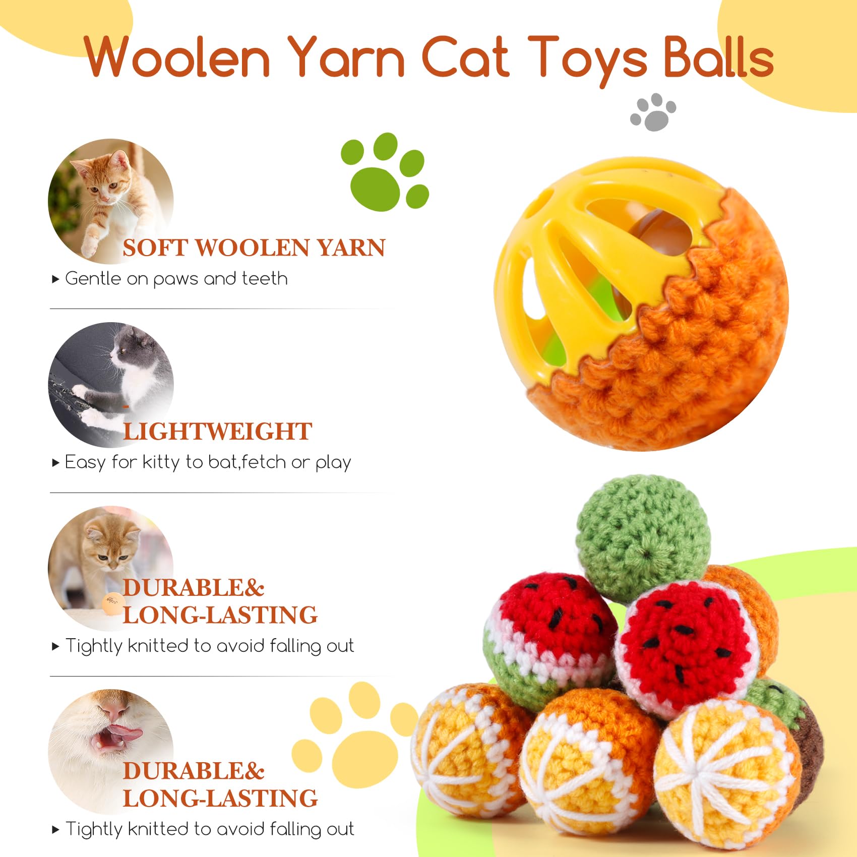 Bola Cipsken con forma de fruta, interactiva para gatitos curiosos.