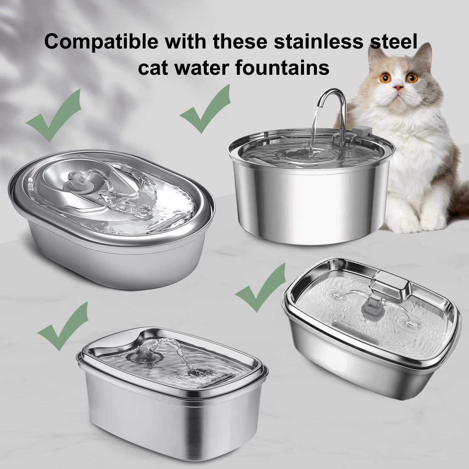 Cirfifth compatibilidad bebederos de acero inoxidable para gatos, durabilidad y uso prolongado.