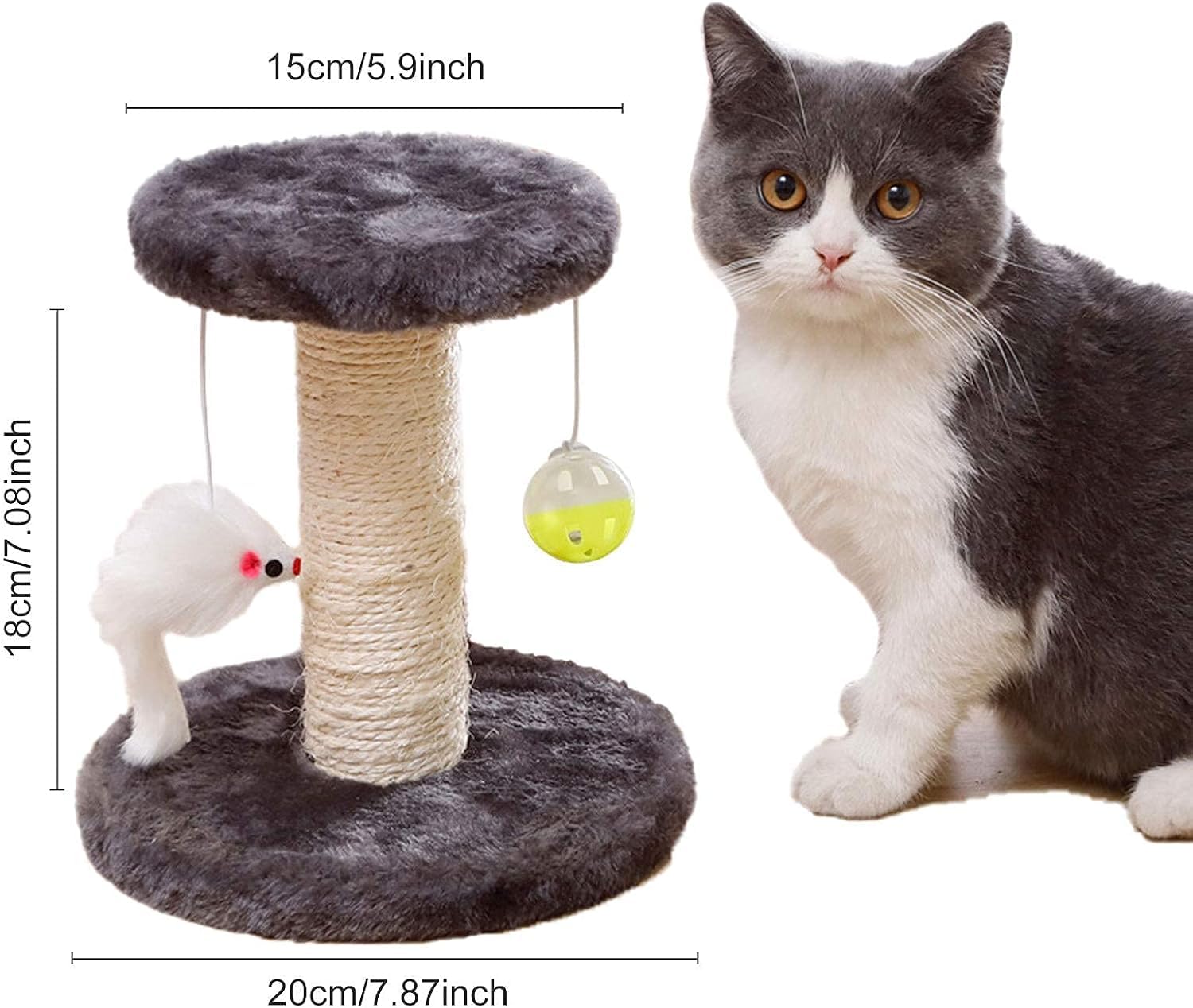 Cisila torre rascador con bola de peluche para juego interactivo.