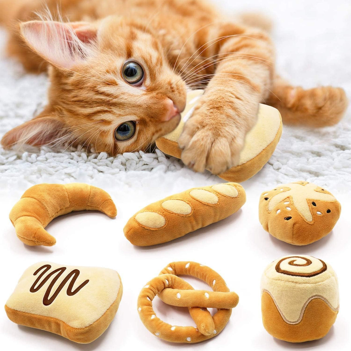 ciyvolyeen pan-baguette: juguete suave para morder y juego activo de gato