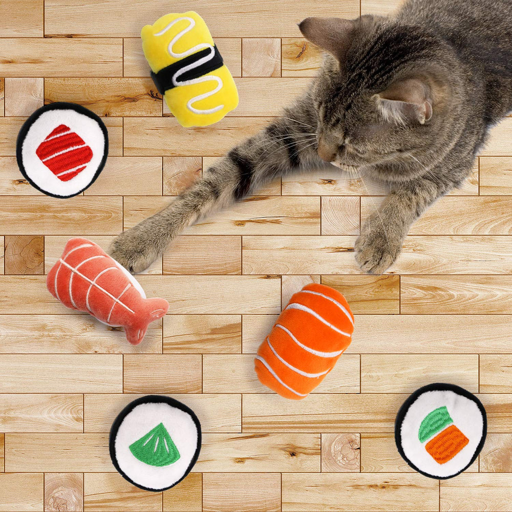 CiyvoLyeen sushi: paquete de juguetes para gatos, entretenimiento interactivo.