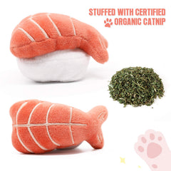 Juguete sushi CiyvoLyeen de langostino, diseño suave para gatitos curiosos.