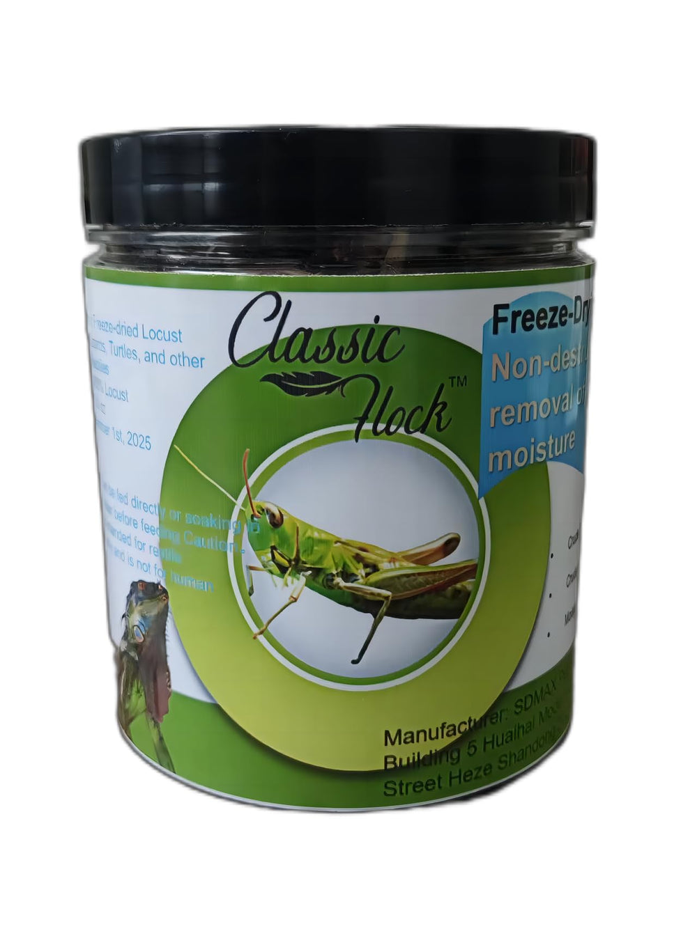 Classic Flock saltamontes liofilizados en bolsa: fuente de proteína para reptiles y aves.