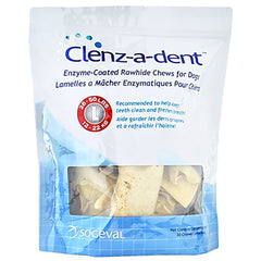 Clenz-A-Dent huesos de cuero crudo grandes para limpieza dental y sabor agradable.