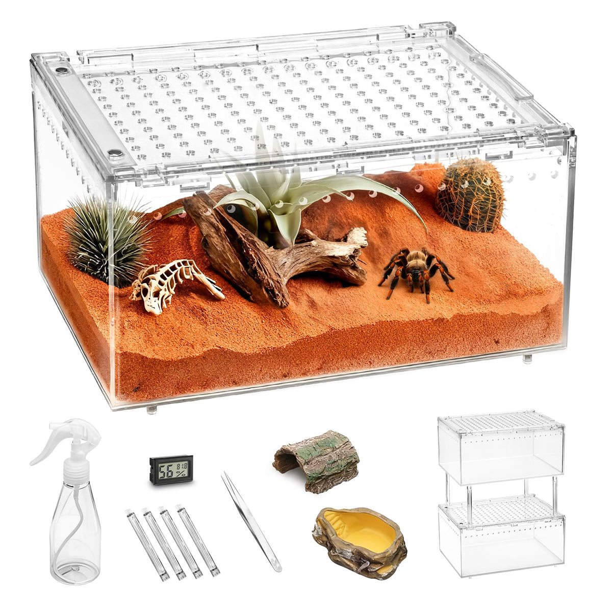 Clioran terrario grande con cierre magnético, seguridad para reptiles pequeños