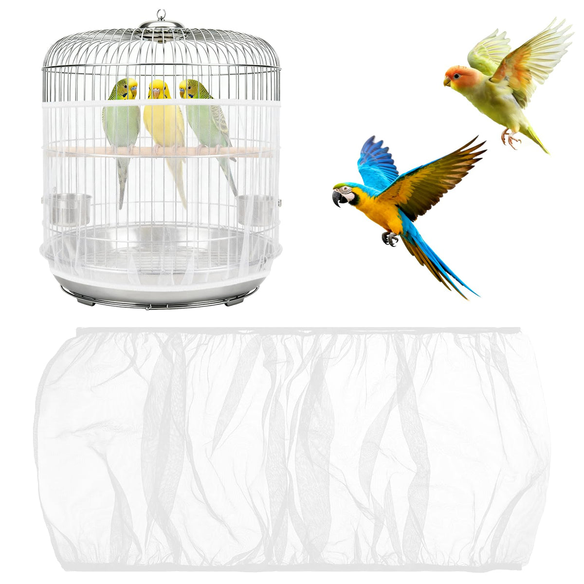 Clofiak cubre-jaula para aves con ajuste elástico para jaulas de 40–68 pulgadas