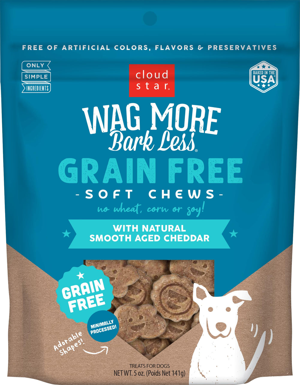 Cloud Star Wag More Bark Less bocaditos suaves queso cheddar para perros, fáciles de masticar