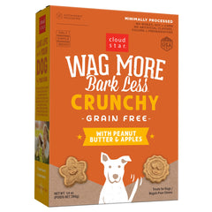 Cloud Star Wag More Bark Less: empaque práctico para snacks naturales de perros.