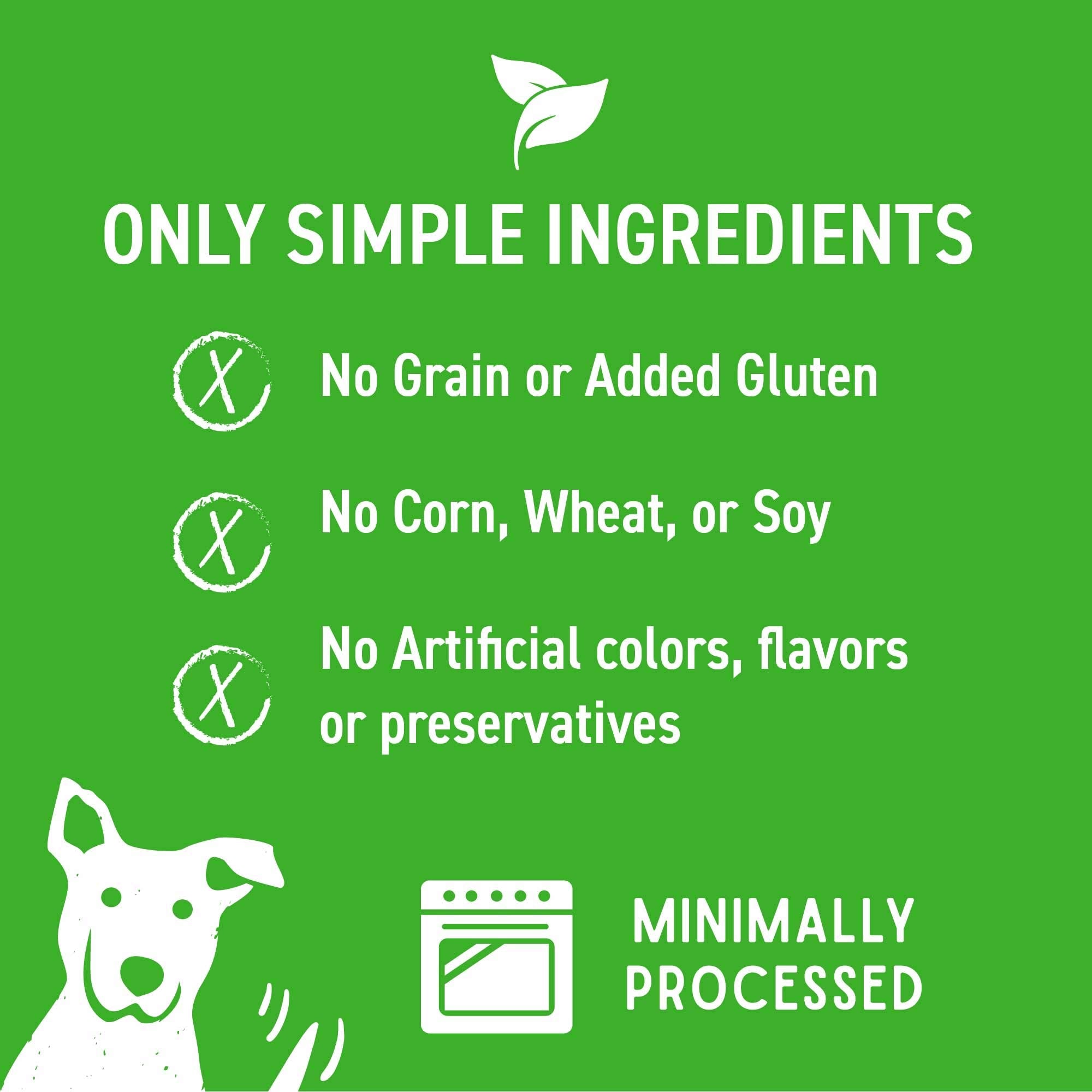 Ingredientes simples y de alta calidad en Wag More Bark Less