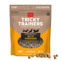 Golosinas de entrenamiento Cloud Star Tricky Trainers en bolsa de 8 oz con sabor cheddar