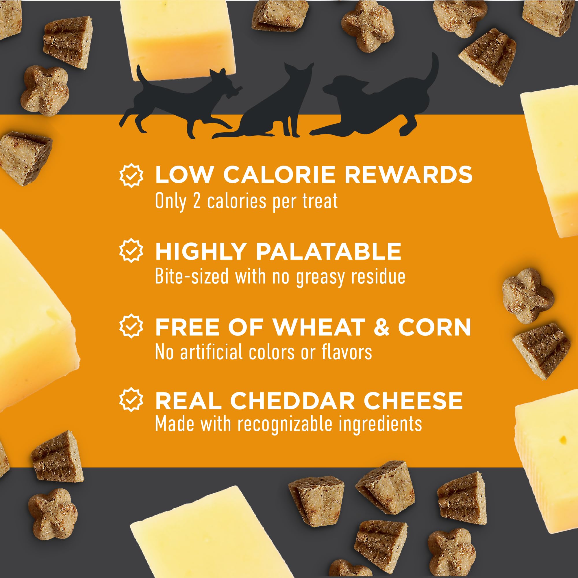 Crujiente sabor cheddar real para perros de todas las edades