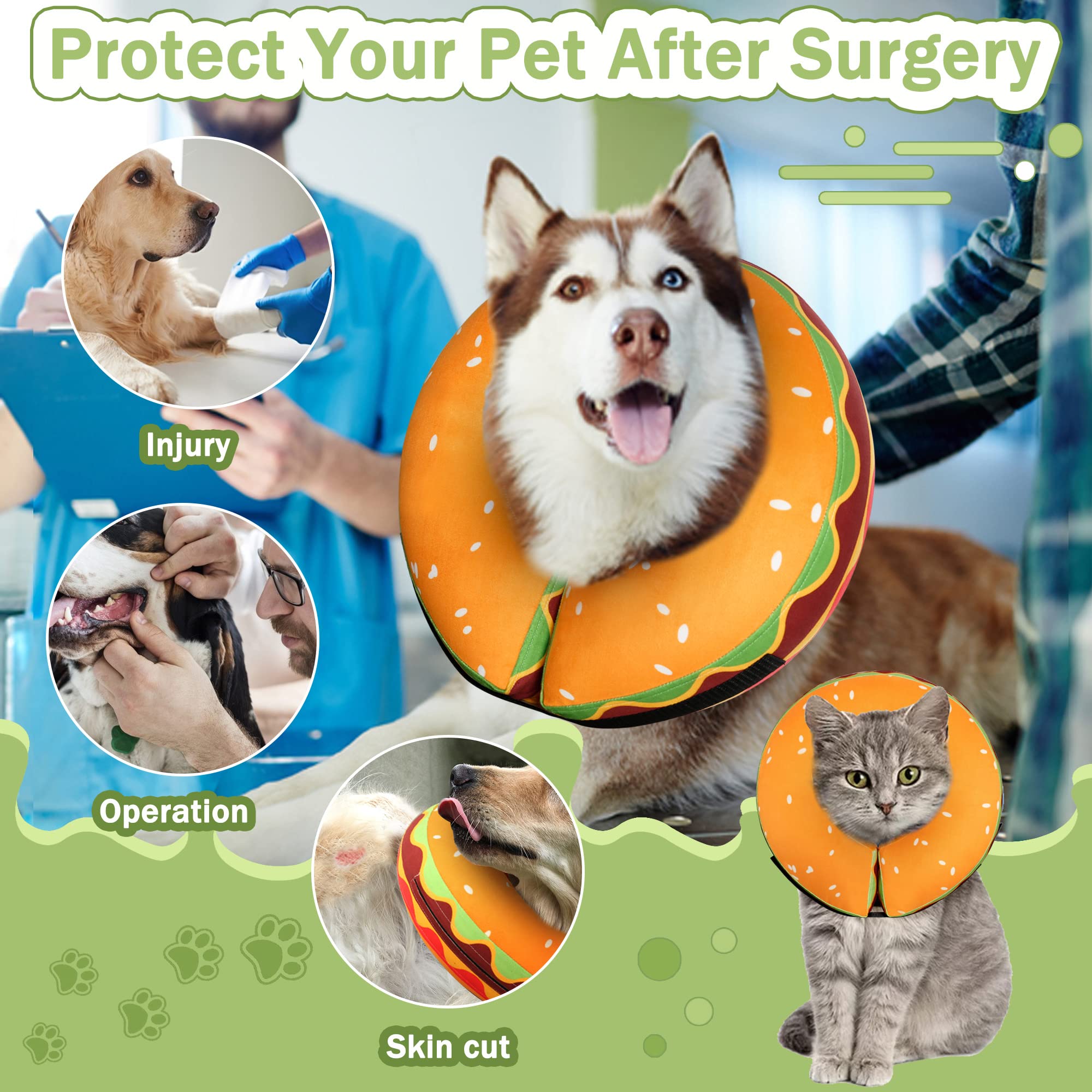 Cneo collar inflable para perro mediano: evita lamer y facilita comer y jugar.
