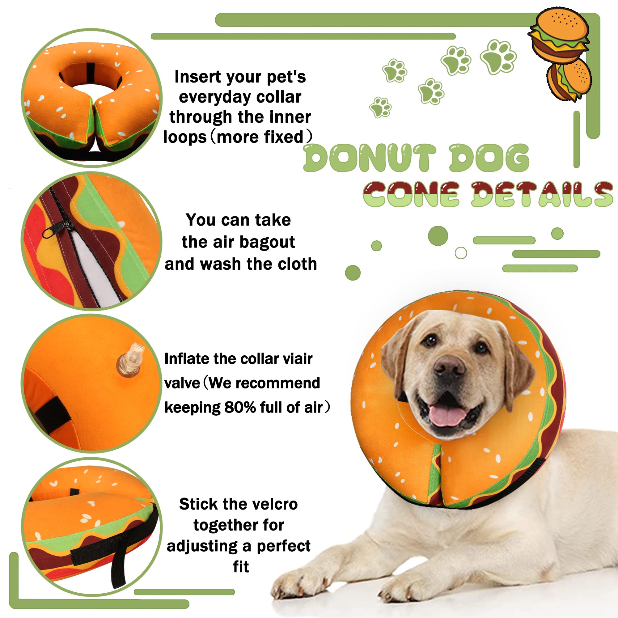 Cneo collar rosquilla para perro: estética agradable y ayuda suave durante la recuperación.