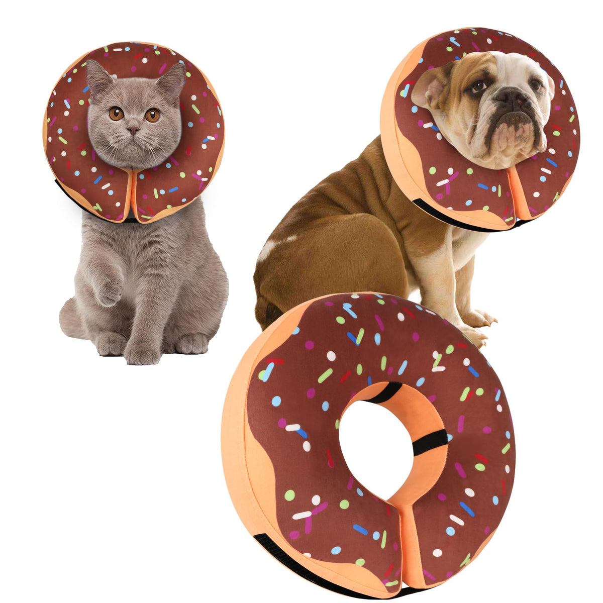 Cneo collar donut de recuperación para perro marrón mediano en uso cómodo