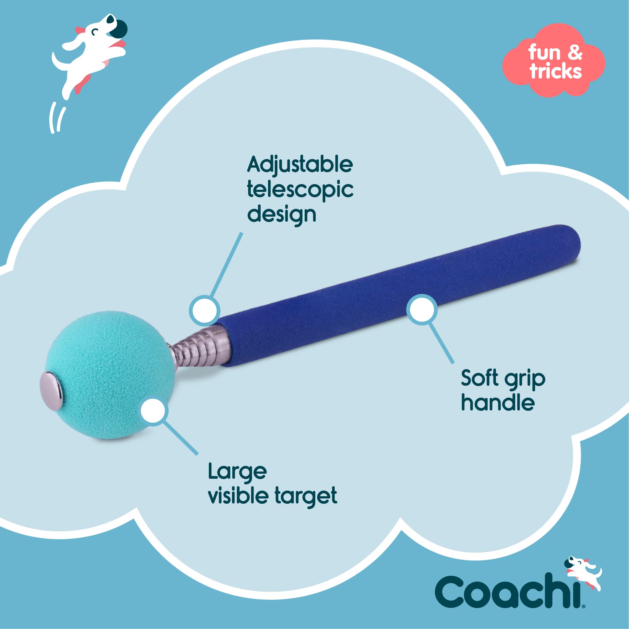 Coachi varita guía diseño telescópico facilita transporte y entrenamiento.