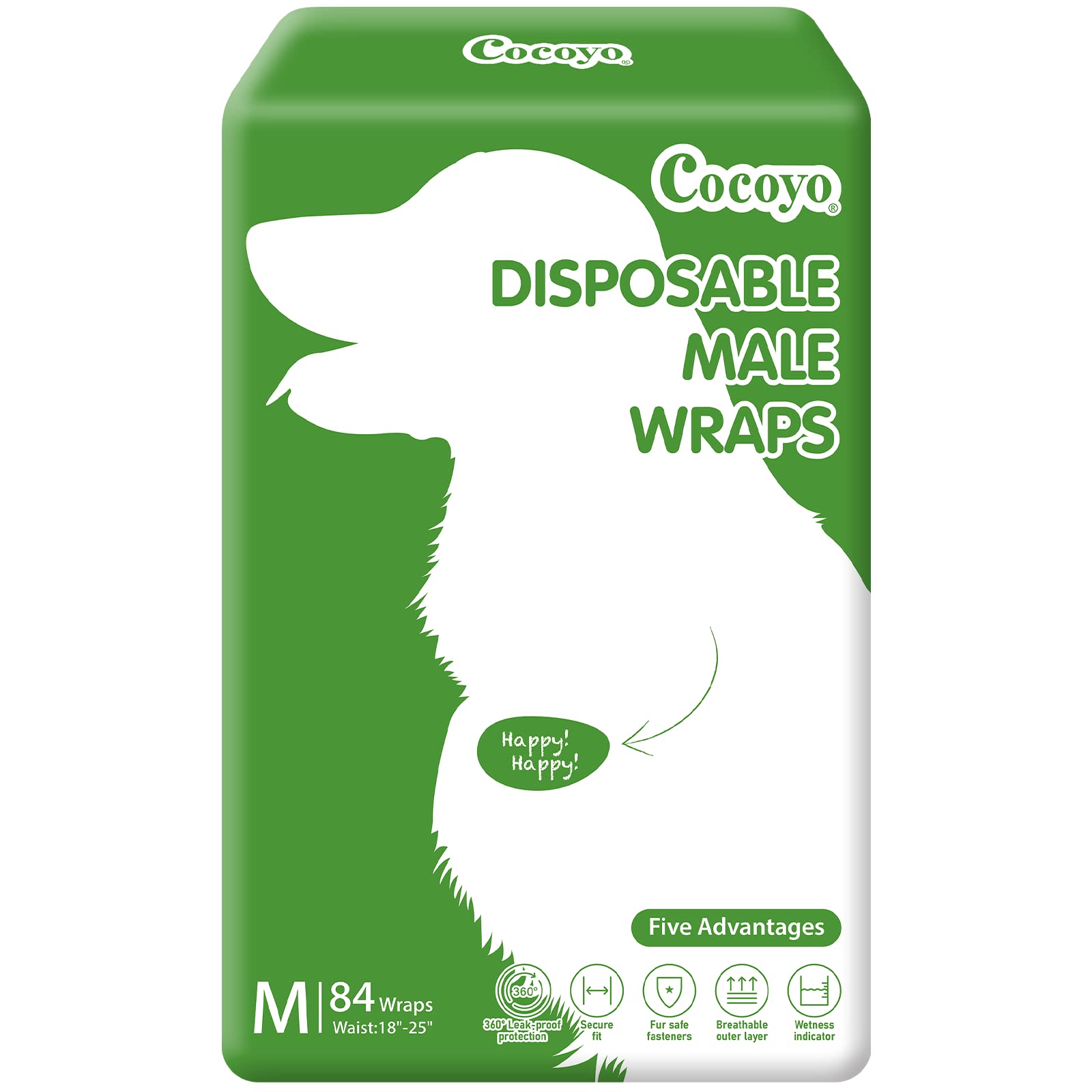 Protecciones COCOYO para perro macho, capa exterior transpirable para mayor comodidad.