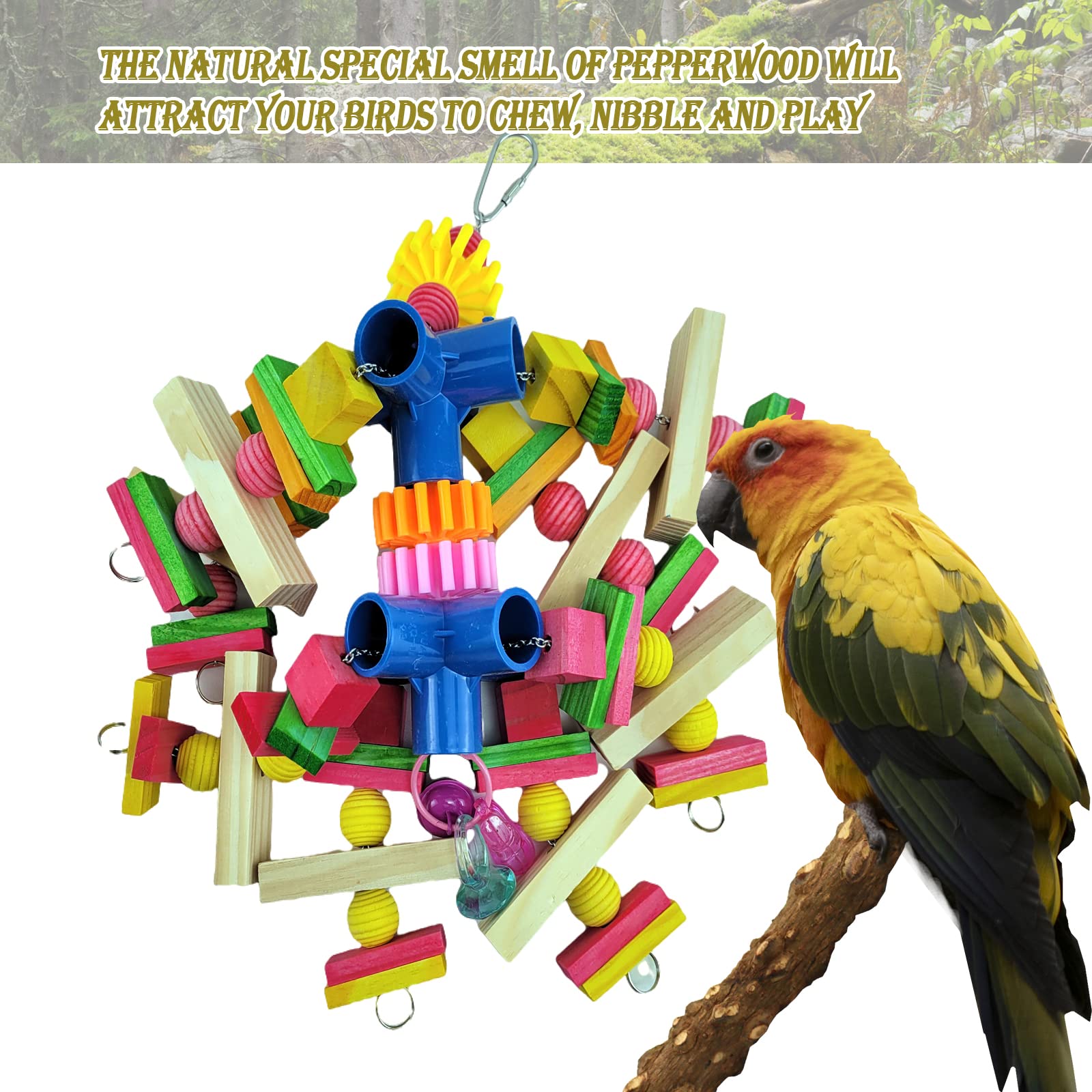 Cokliomc Juguetes para aves con cadena de acero inoxidable para durabilidad y seguridad.
