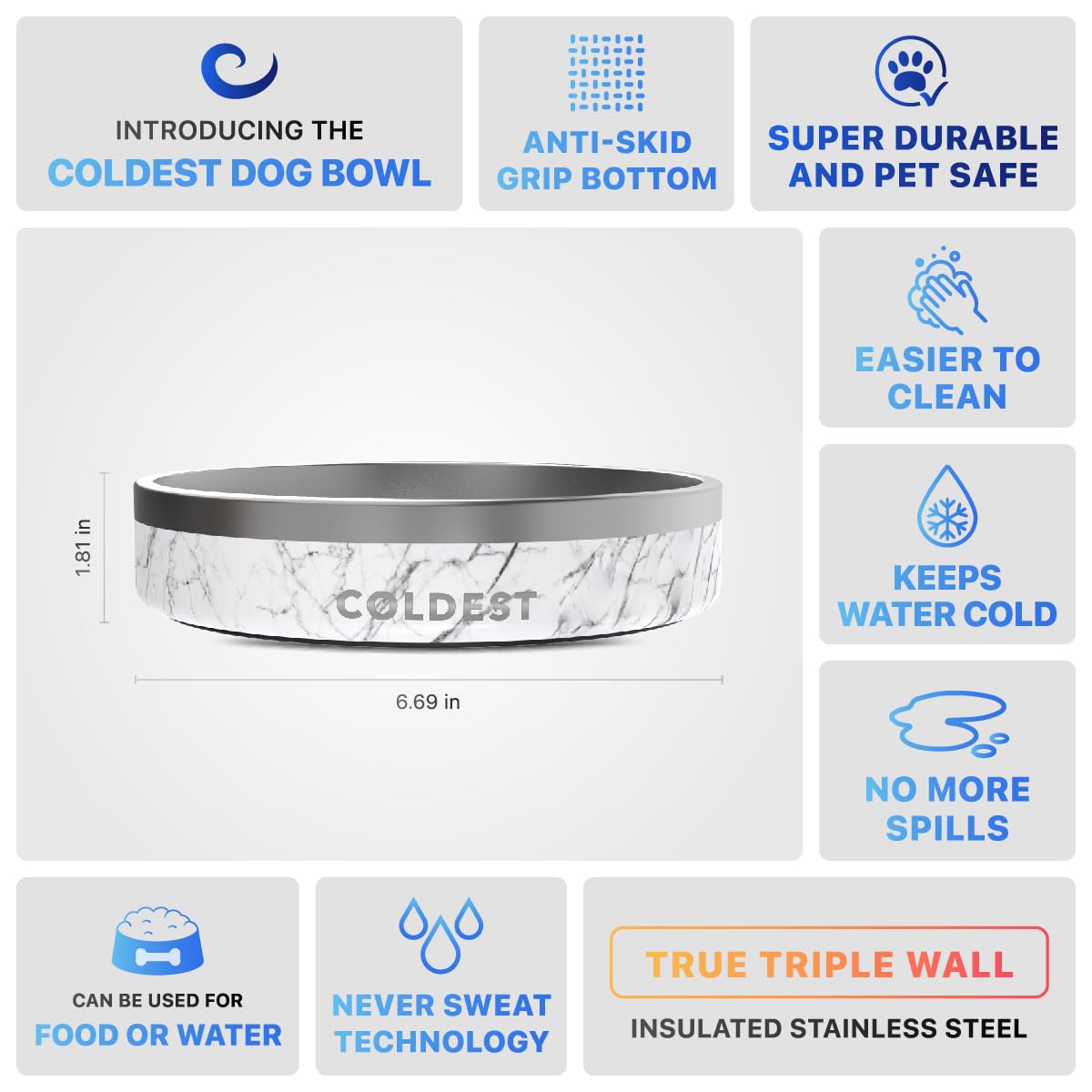Colores y tallas: diseño versátil del cuenco Coldest Water.