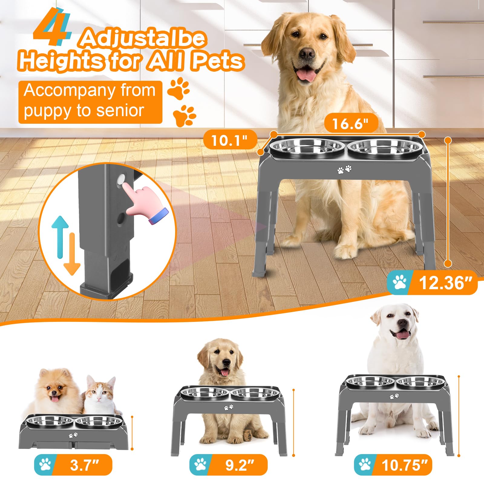 COMESOON soporte ajustable facilita comer al nivel adecuado para tu perro
