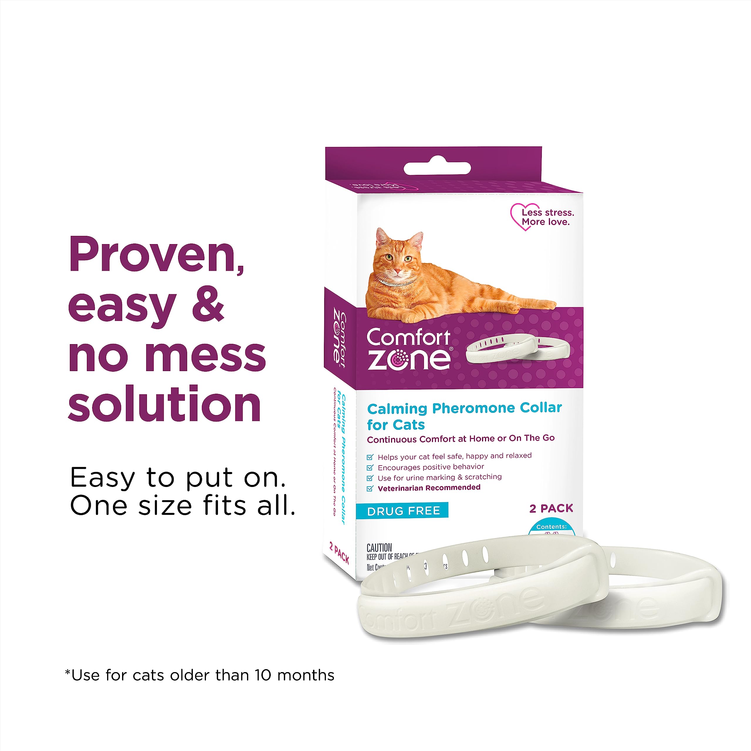 Cierre de liberación rápida, talla única Comfort Zone para gatos adultos.