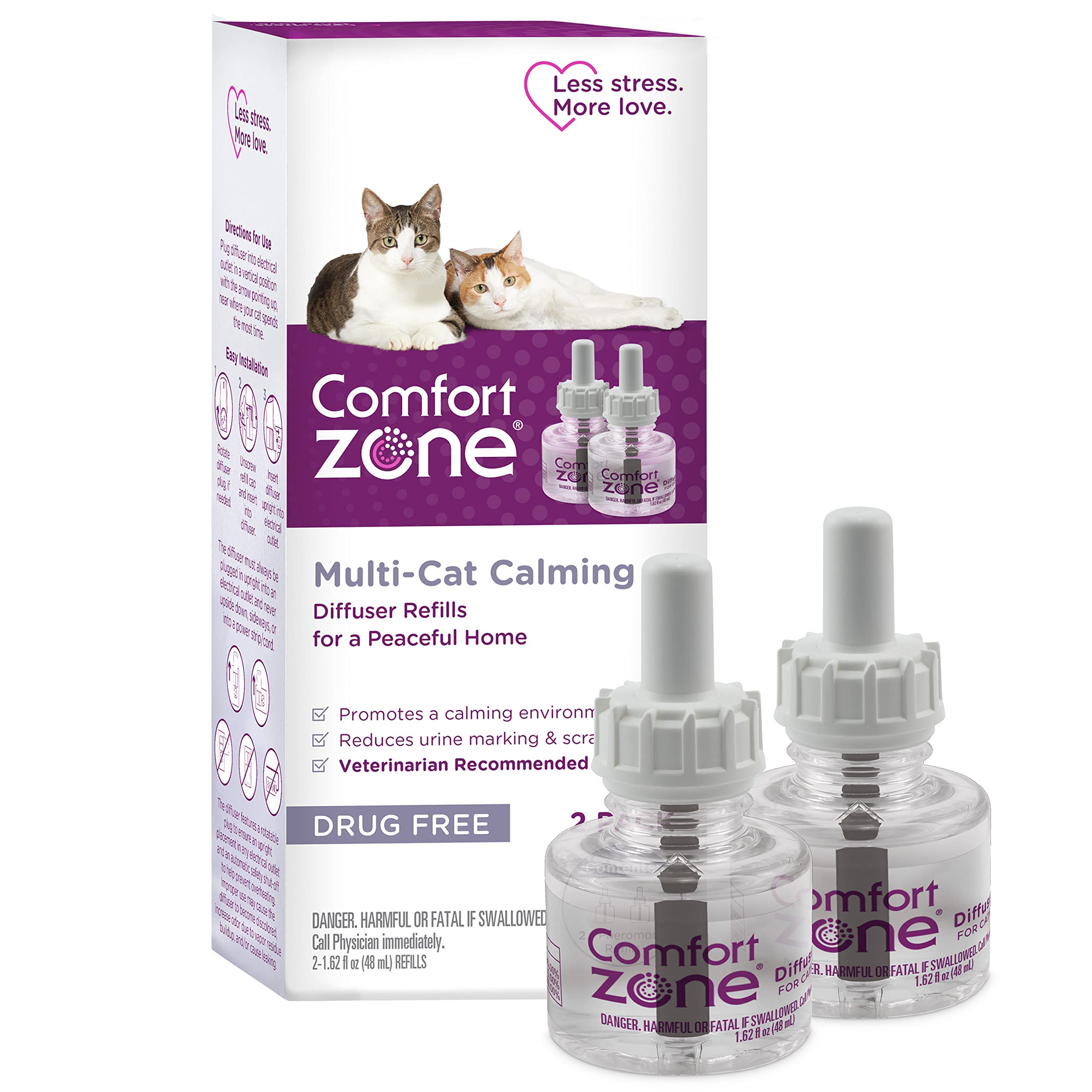 Recargas Comfort Zone para difusor multi-gatos, calma de 30 días en cada recambio.
