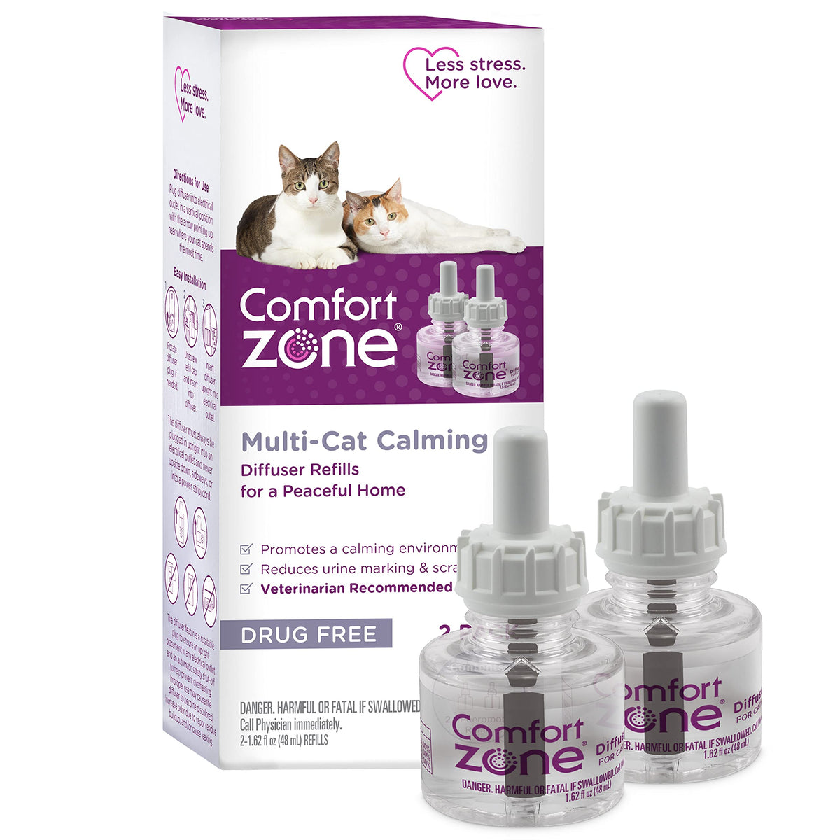 Recargas Comfort Zone para difusor multi-gatos, calma de 30 días en cada recambio.
