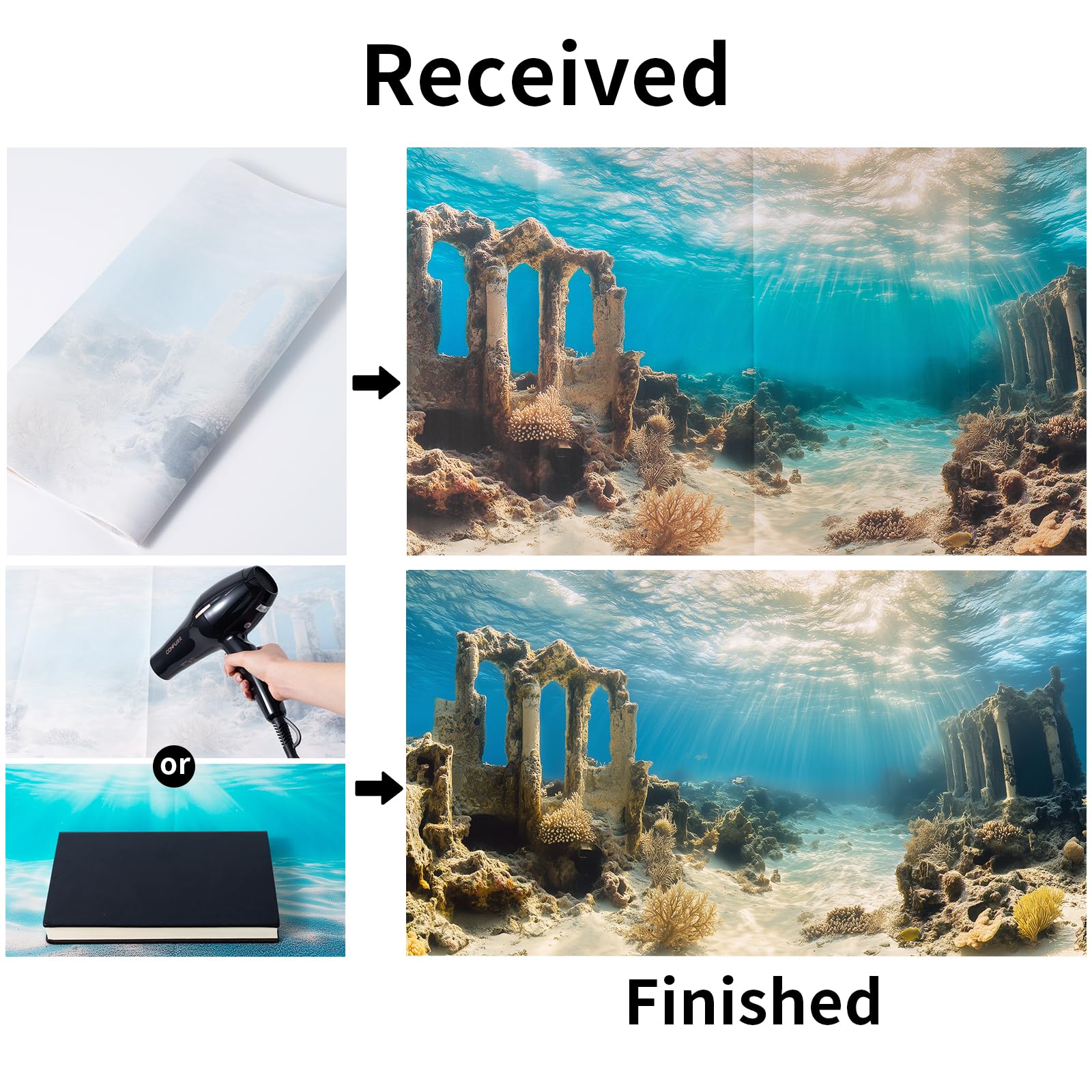 COMSUN fondo acuario ecosistema marino, crea un escenario más rico para tus peces