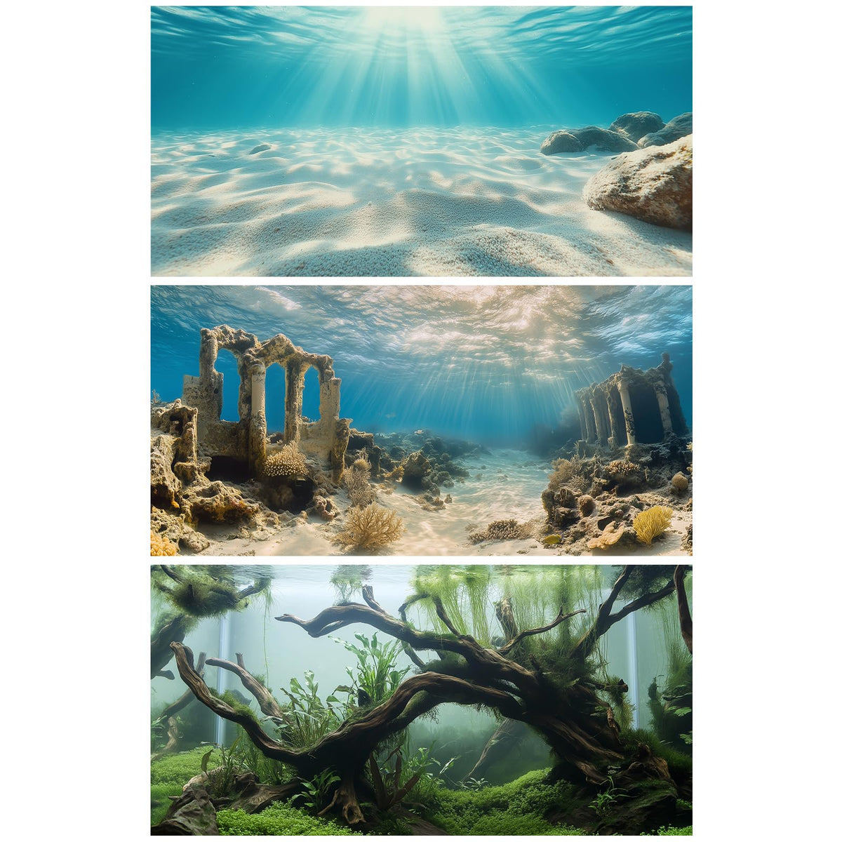 COMSUN fondo acuario ruinas submarinas, mejora la profundidad visual y el realismo del acuario