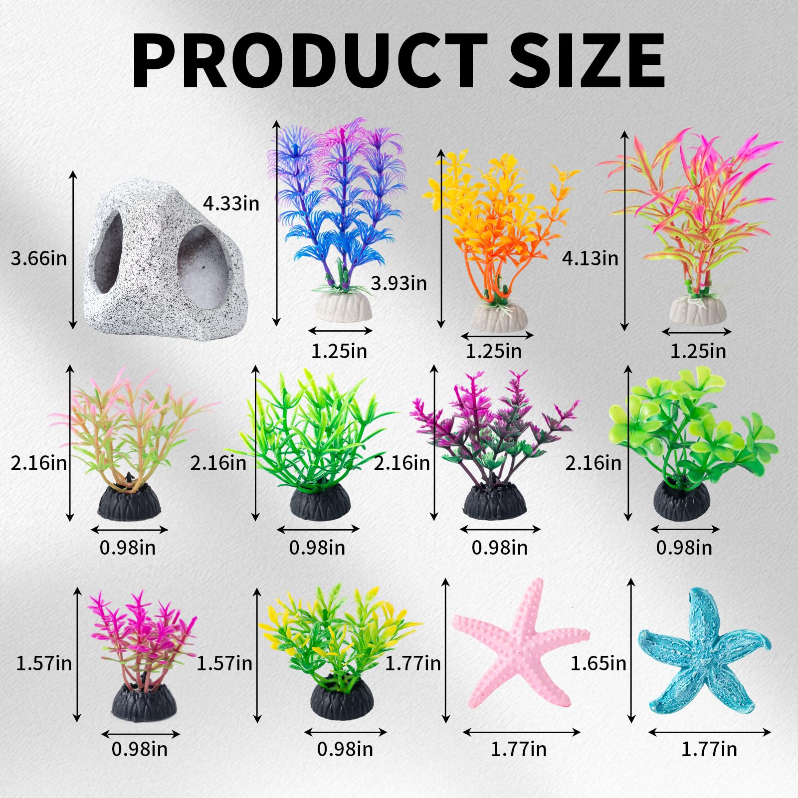 COMSUN planta plástica mediana para acuario, color brillante y fácil de colocar.