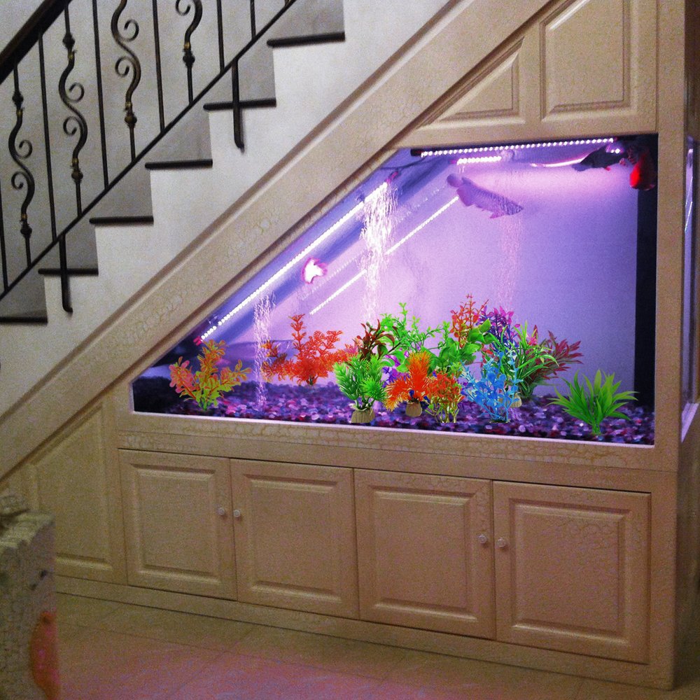 COMSUN plantas artificiales para acuario, diseño flexible para crear refugios visuales.