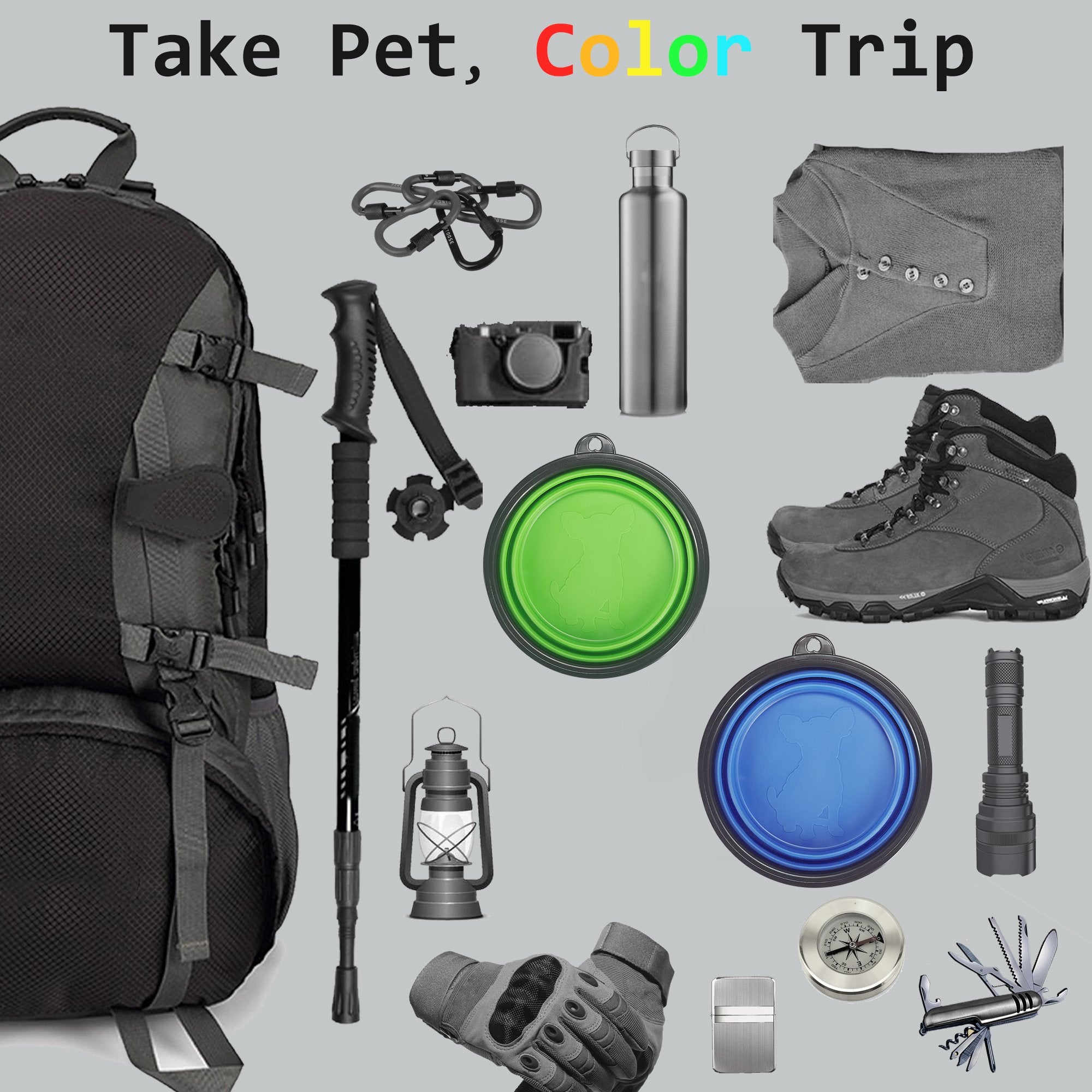 COMSUN tazón compacto para bolso, ideal para paseos y viaje ligero.