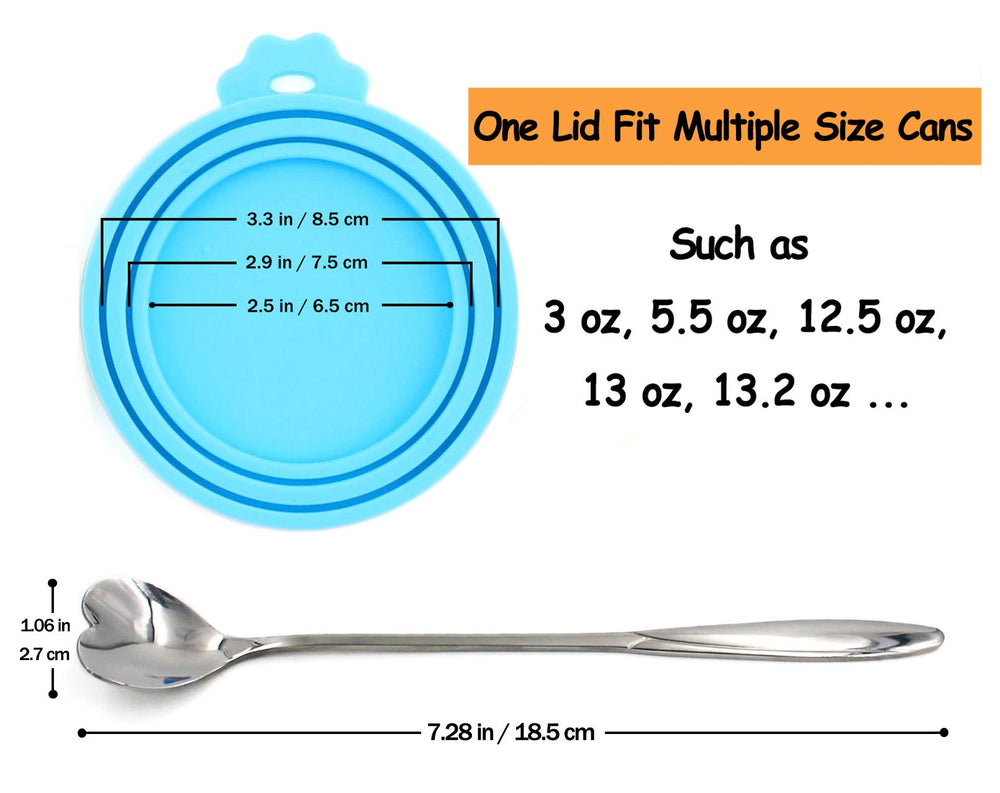 Pack de tapas y cuchara Inox Comtim para comida de mascotas