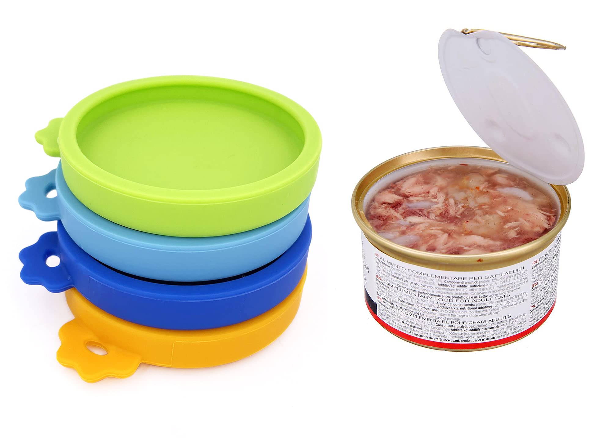 Versátiles tapas Comtim para mascotas pequeñas con latas de 3oz.