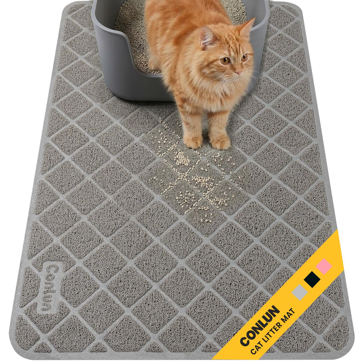 Alfombrilla Conlun para caja de arena con malla gruesa que atrapa la arena suelta.