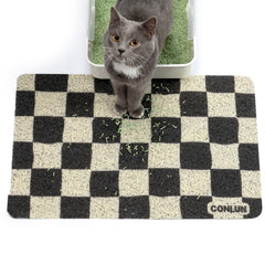 Conlun almohadilla para arena de gato con diseño ajedrez atrapa arena y evita desorden.