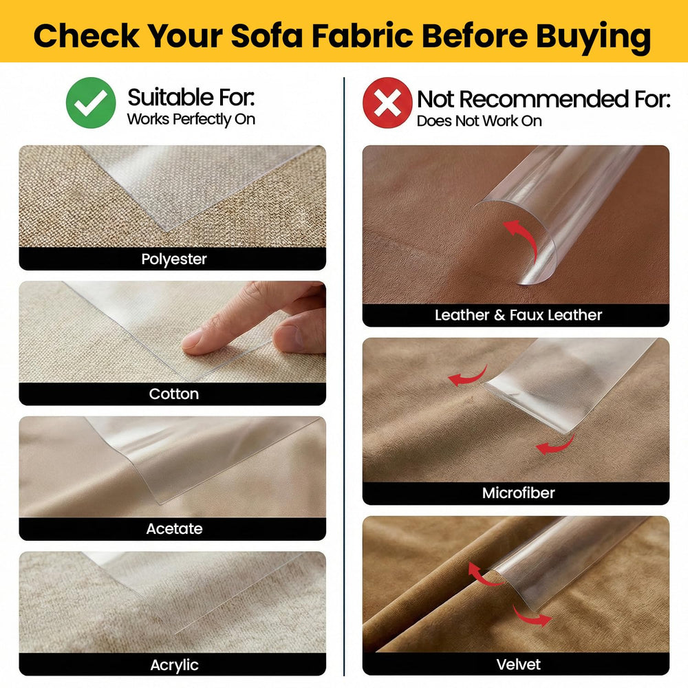 Protector de sofá de Conlun, transparente y flexible para mantener la estética.