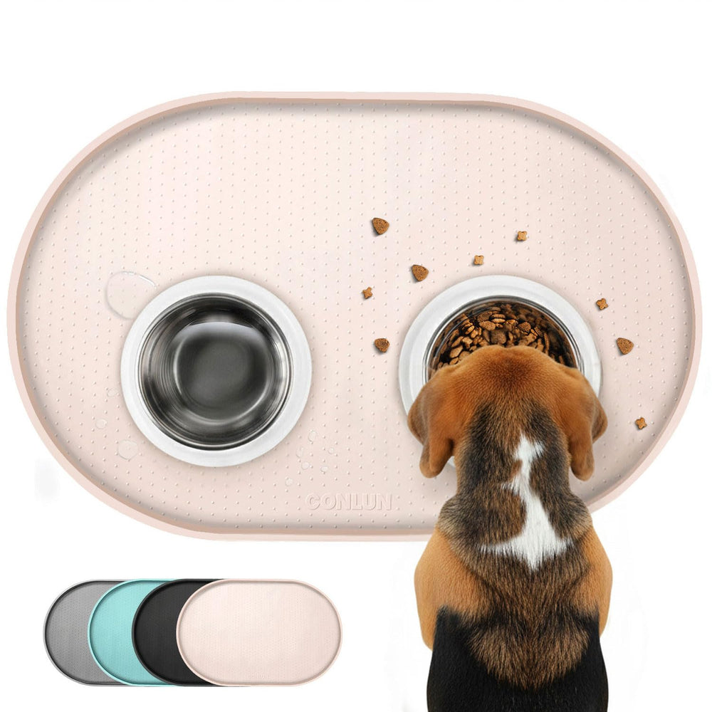 Conlun tapete para perros con bordes elevados protege el suelo de derrames.