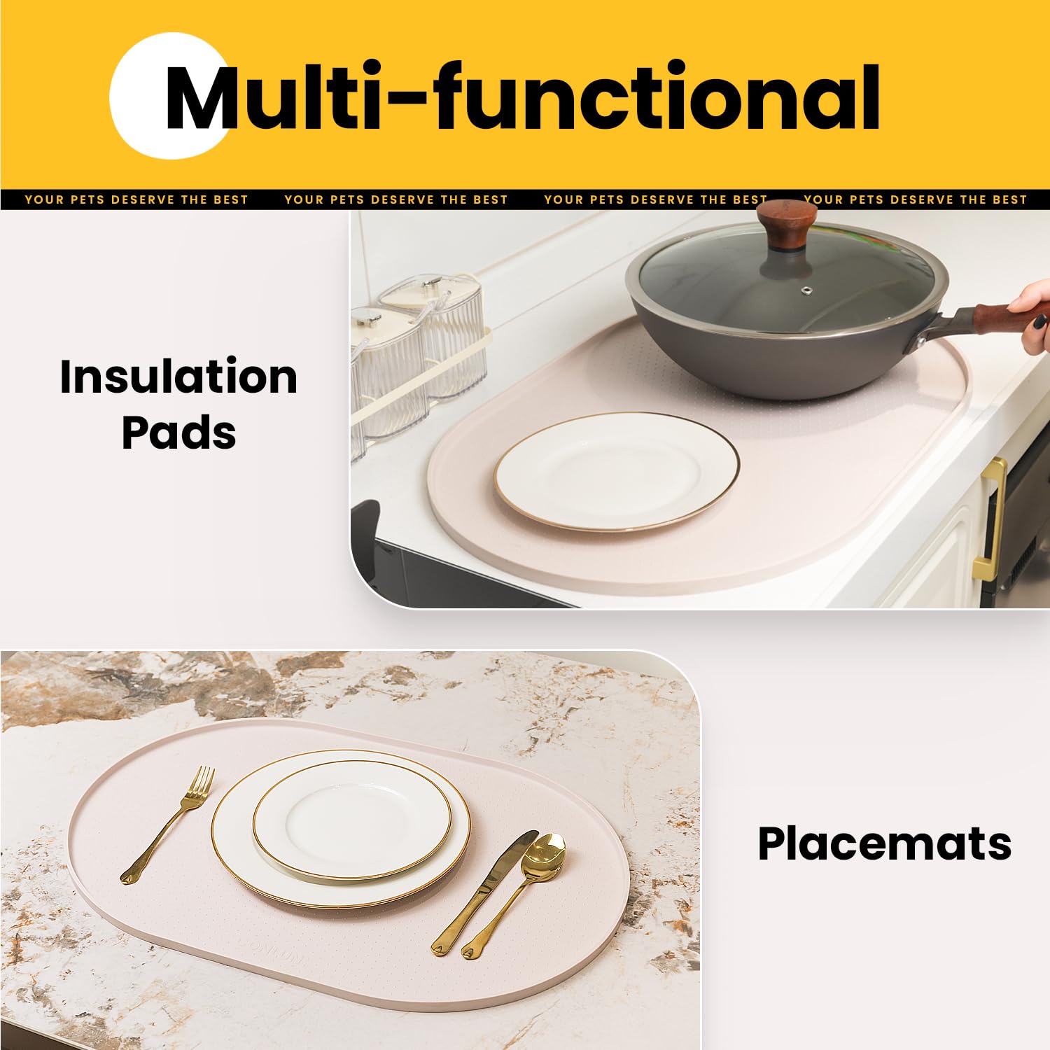 Conlun tapete con diseño ovalado añade elegancia y facilidad de limpieza.