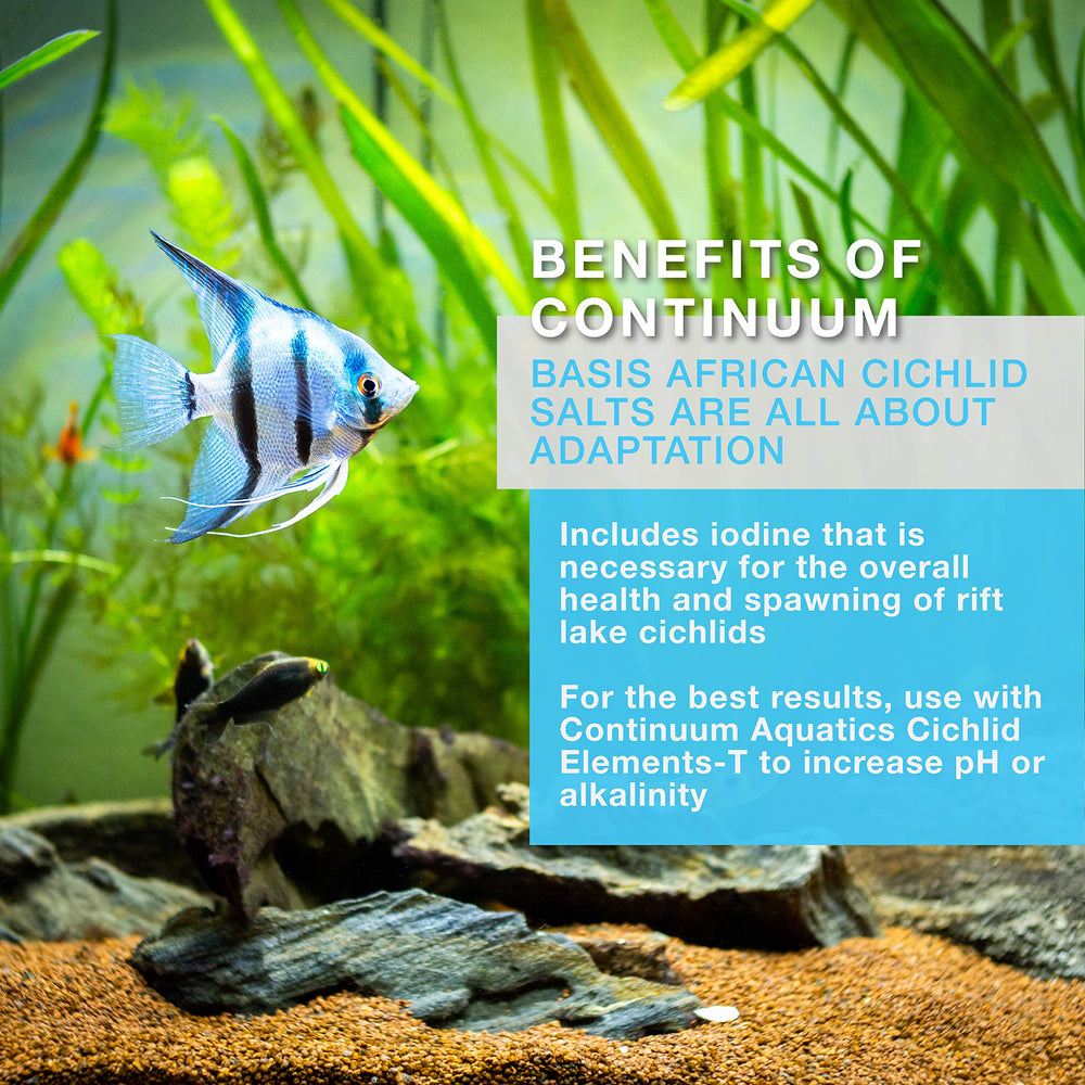 Uso tras cambios de agua para reponer trazas y minerales con Basis African Cichlid Salts.
