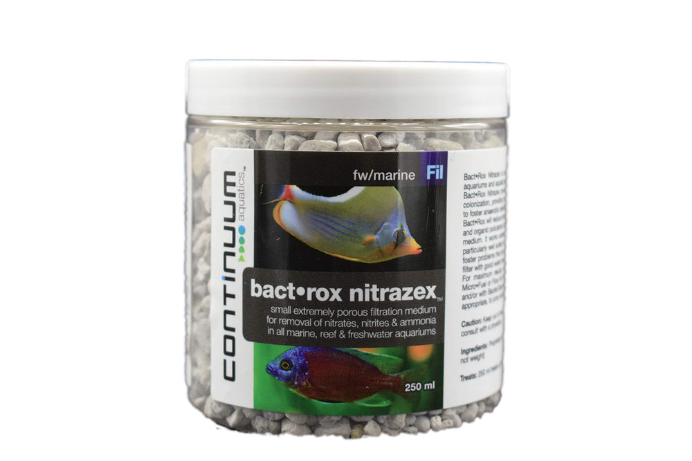 Bact Rox Nitrazex de Continuum Aquatics, filtración porosa para eliminar amoníaco en acuarios.