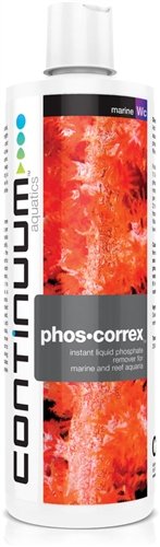 Continuum Aquatics Phos Correx, botella de 2L, ayuda a mantener la claridad del agua en acuarios de arrecife.
