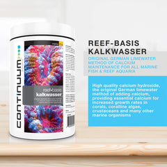 Continuum Aquatics Reef Basis Kalkwasser, envase de 1-8 kg, mantenimiento estable del calcio.