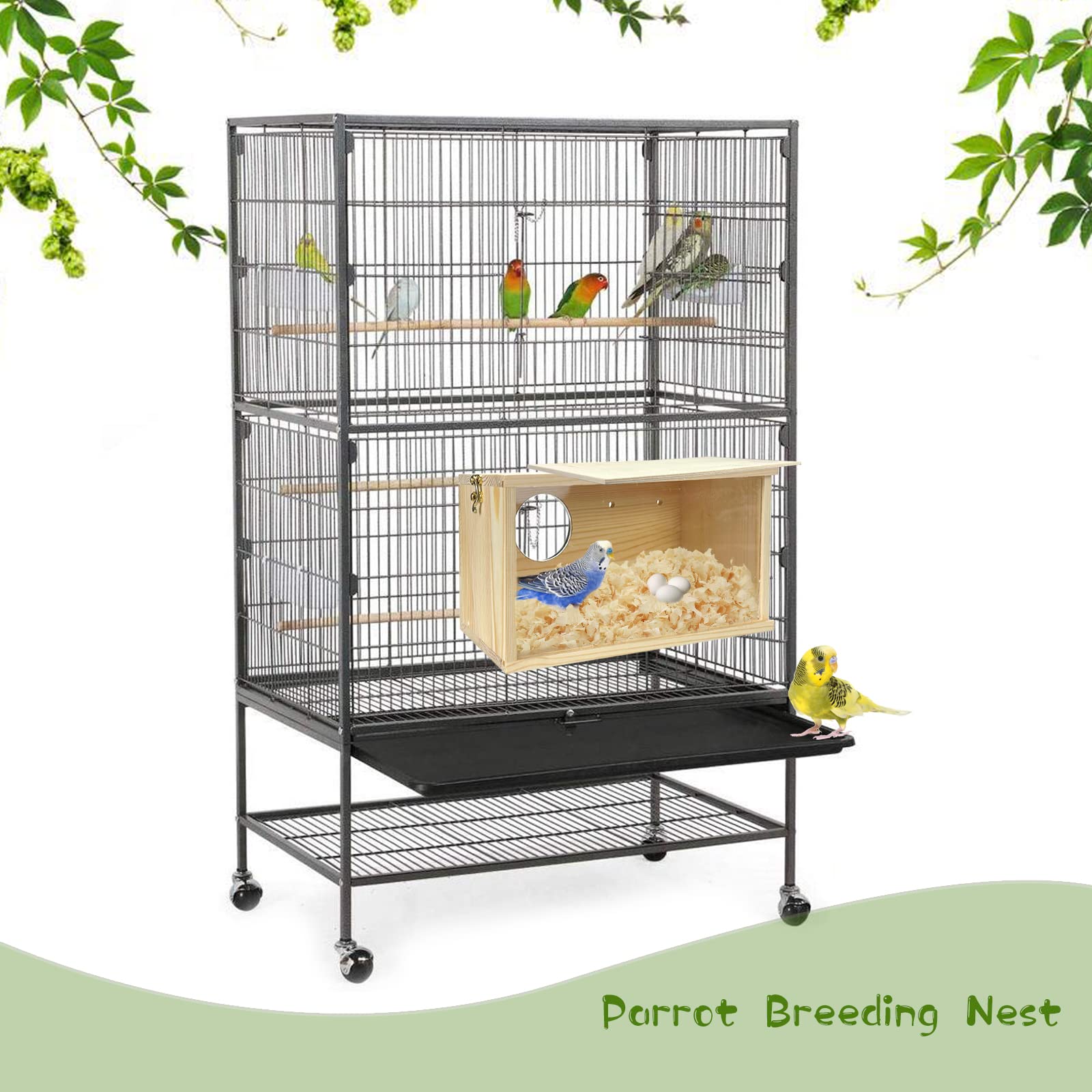 Nido CooShou para aves en varios tamaños, adaptado a especies pequeñas.
