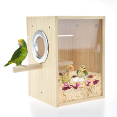 CooShou nido para loros con acrílico transparente para observar el comportamiento