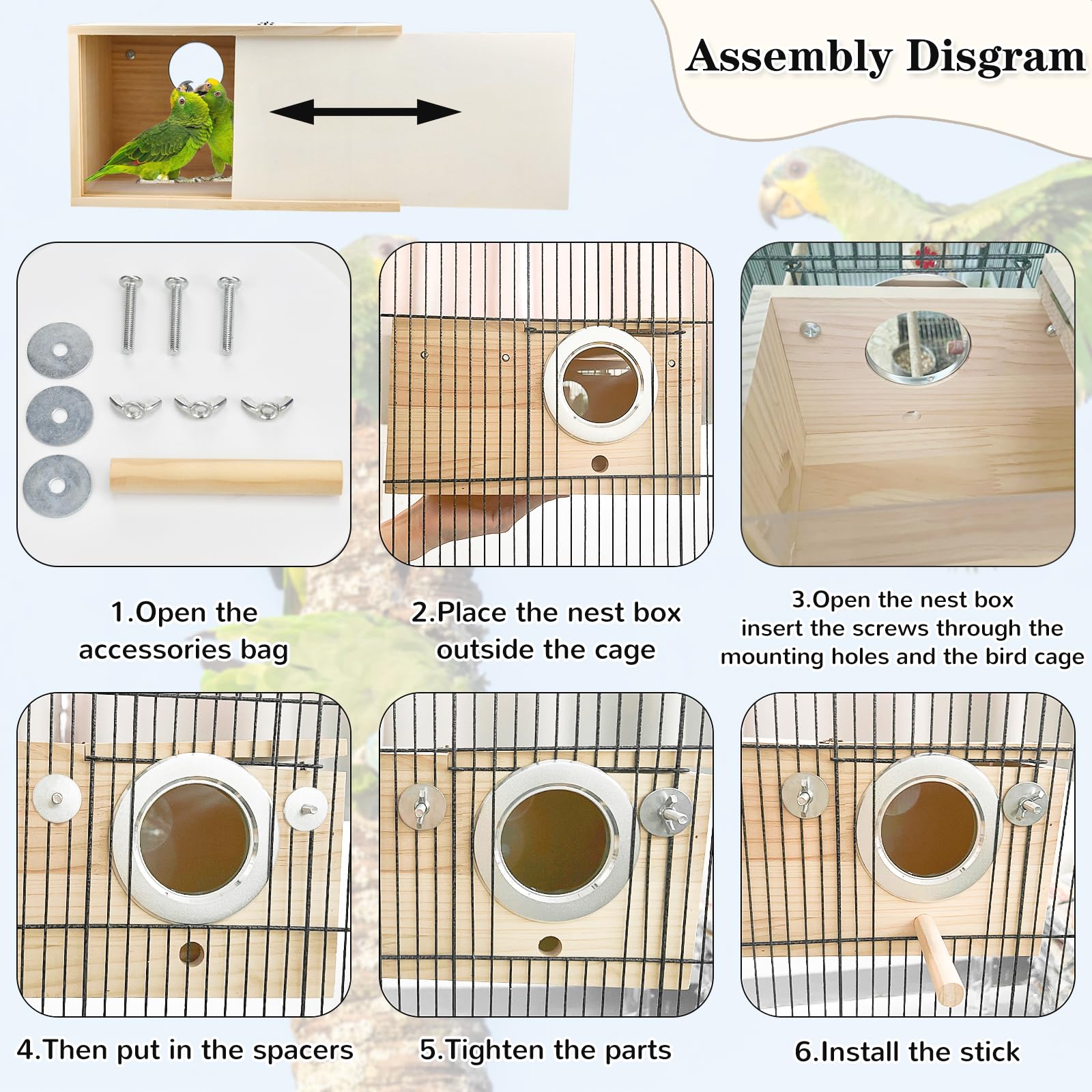 Nido de CooShou diseñado para aves diminutas con acceso fácil