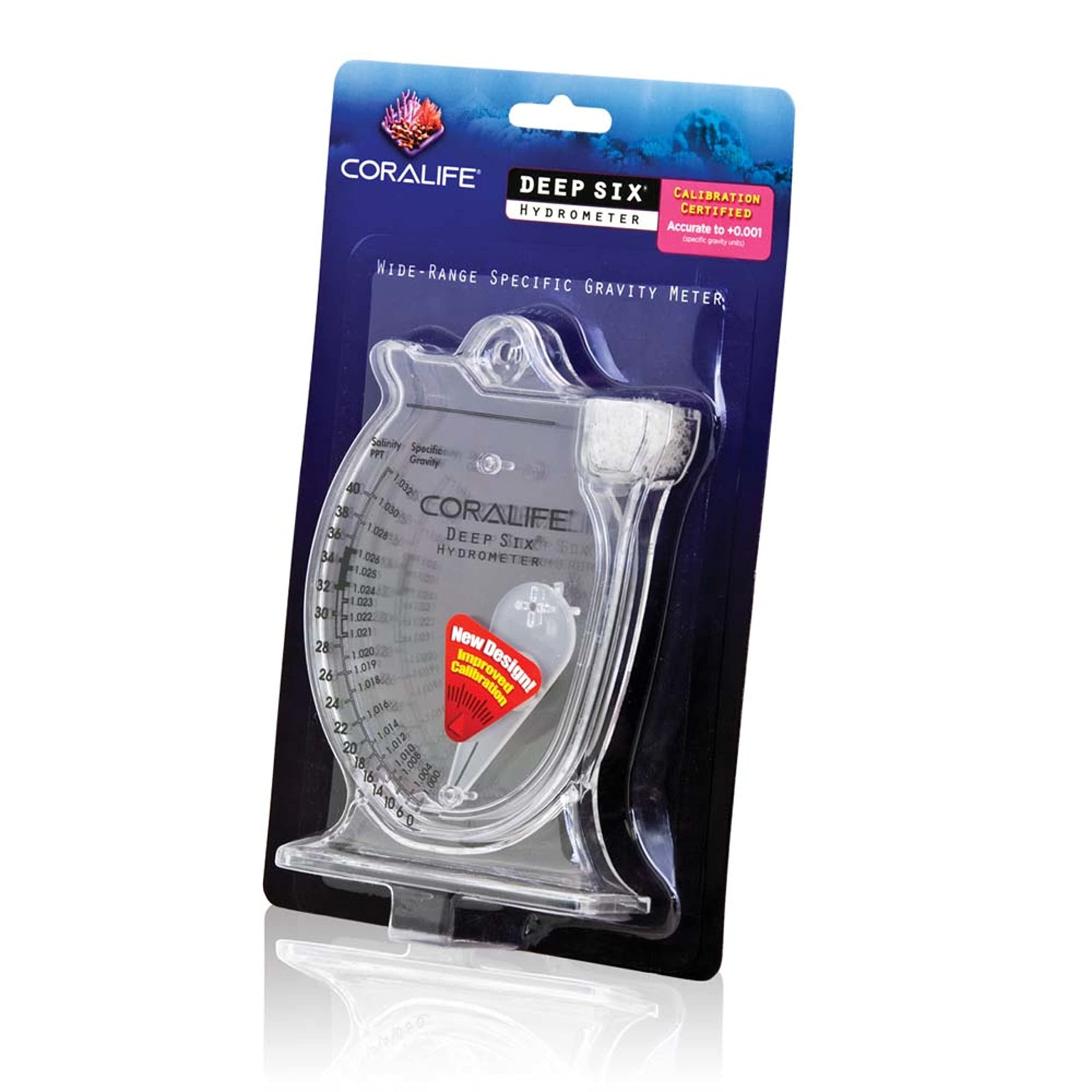 Hidrómetro Coralife para aguas tibias, lectura precisa de salinidad 68-85 °F.
