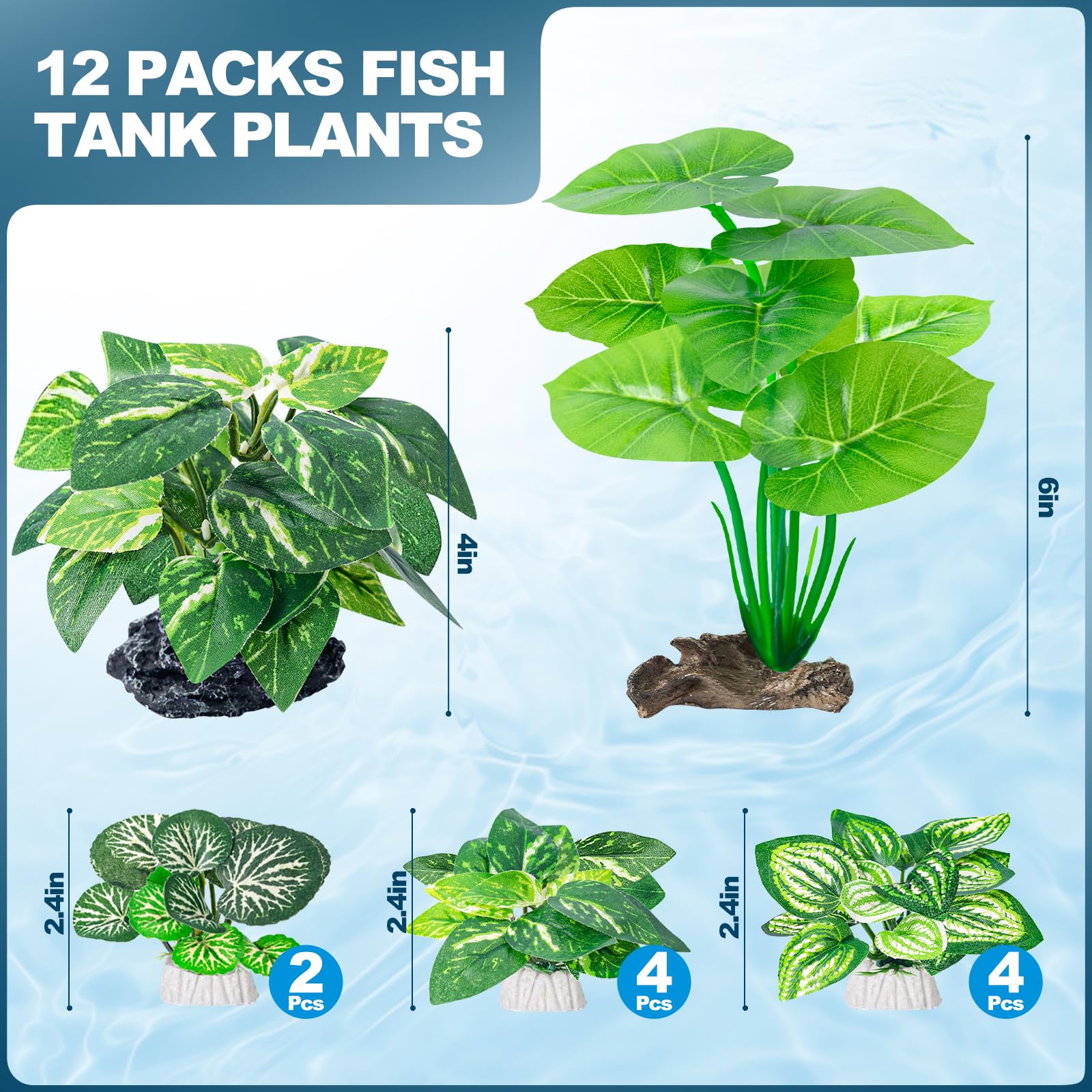 CousDUoBe planta de seda mediana para acuario Betta, añade volumen y color natural.